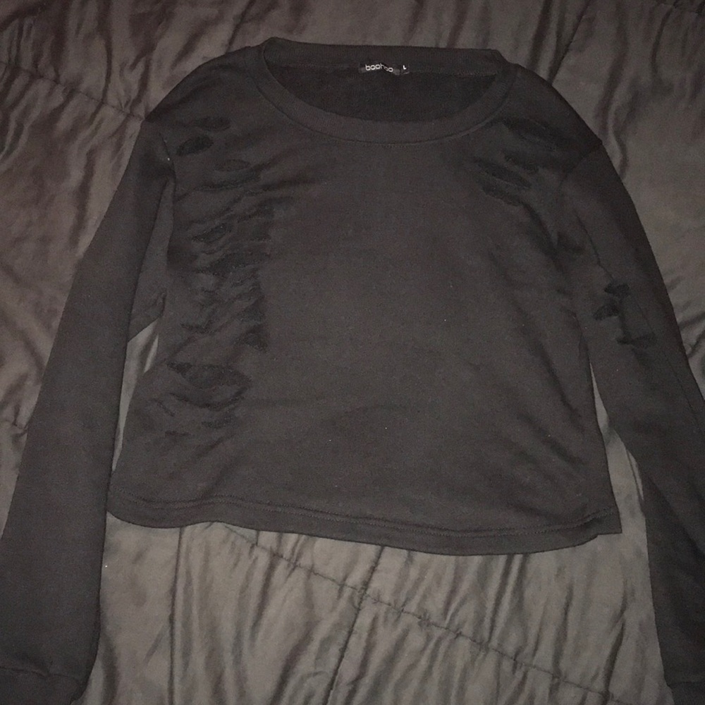 Distressed crop sweatshirt
